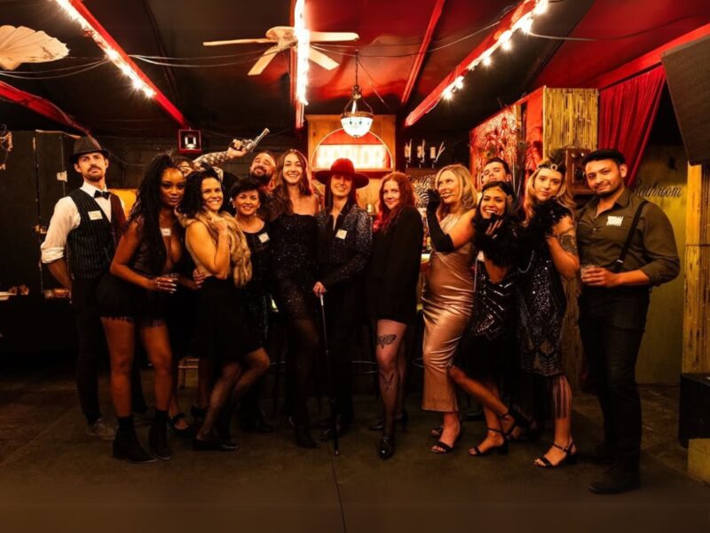 Group of friends celebrating my bachelorette night, burlseque theme